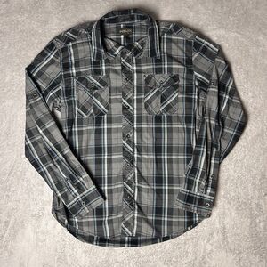 Helix Plaid Vintage Y2K Button Down Blue Long Sleeve Men's Size L Western Grunge